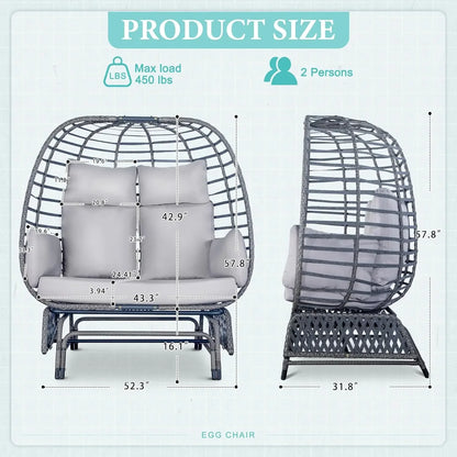 Double Egg Oversized Wicker Glider