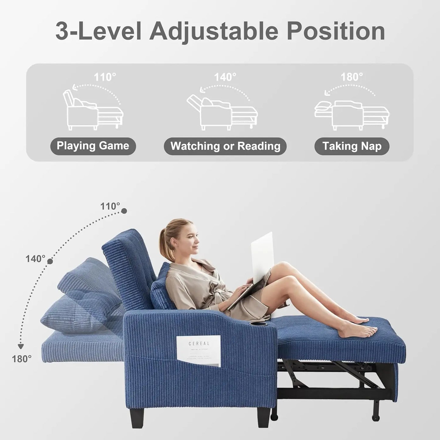 Convertible Sleeper Chair with Adjustable Backrest