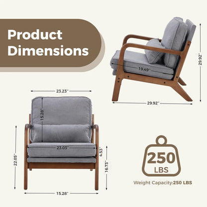 Wooden Frame Accent Chair and Waist Cushion