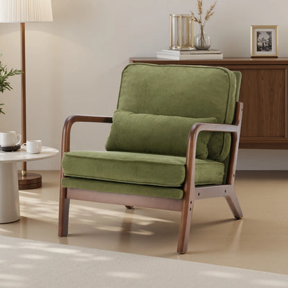 Wooden Frame Accent Chair and Waist Cushion