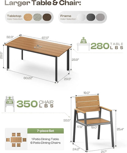 Outdoor Dining Set with Umbrella Hole