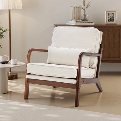 Wooden Frame Accent Chair and Waist Cushion