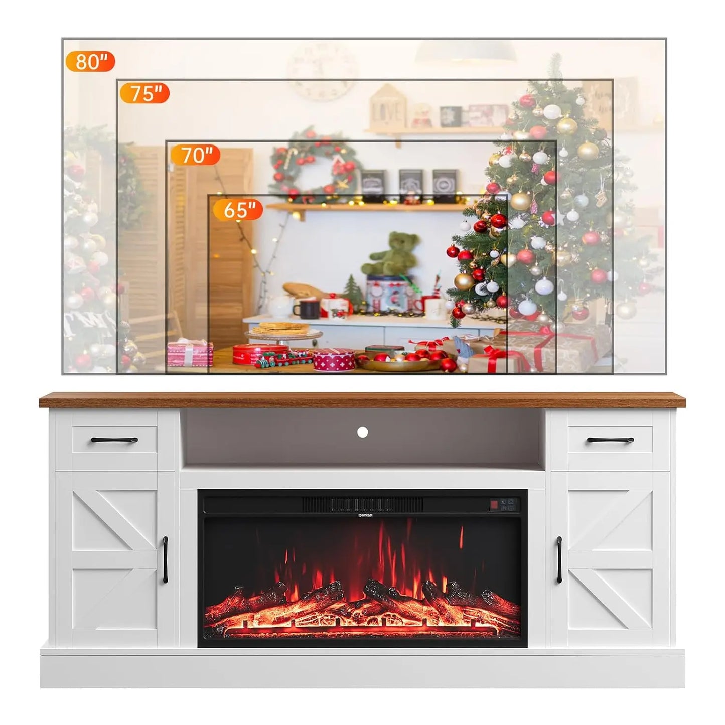 Farmhouse Style Electric Fireplace TV Stand