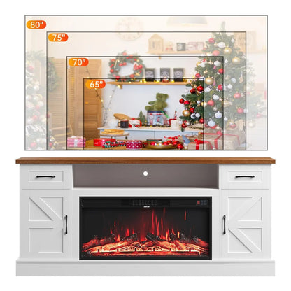 Farmhouse Style Electric Fireplace TV Stand