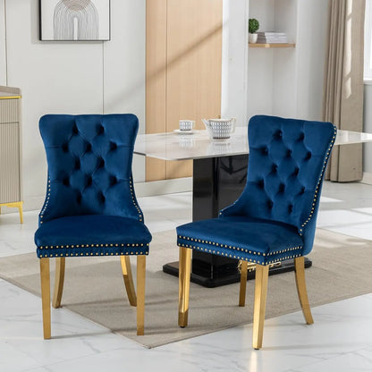 Nailhead Trimmed Dining Chairs Set 2