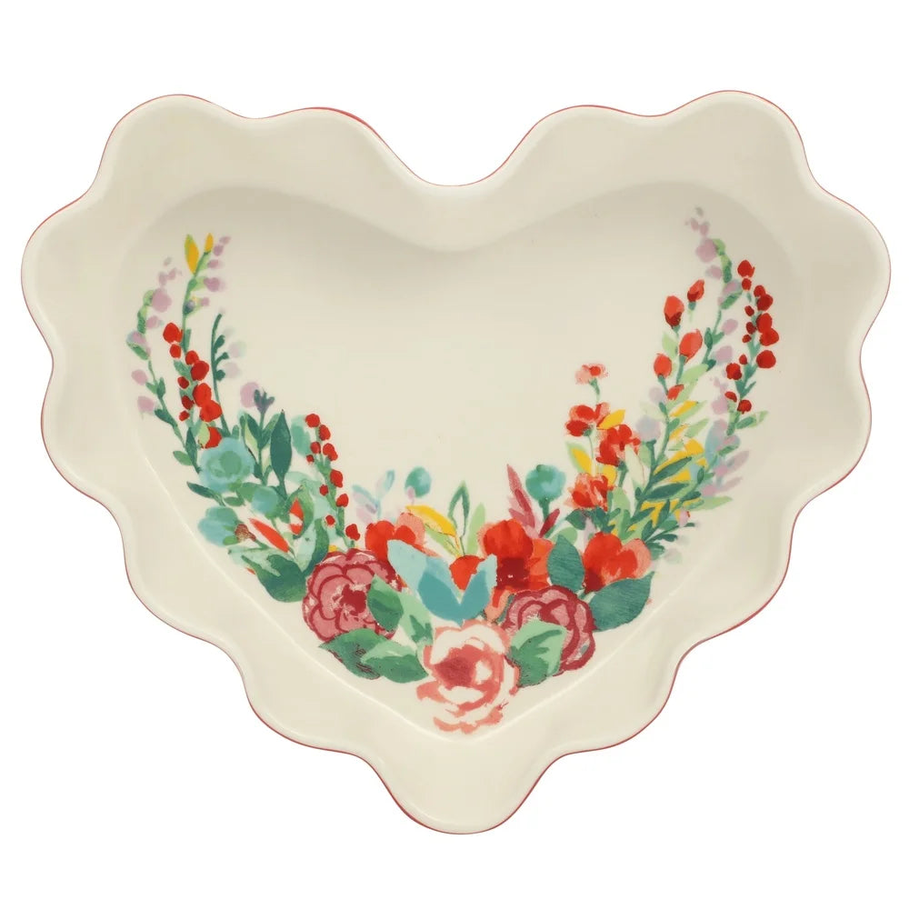 Heart Ruffle Ceramic Pie Pan