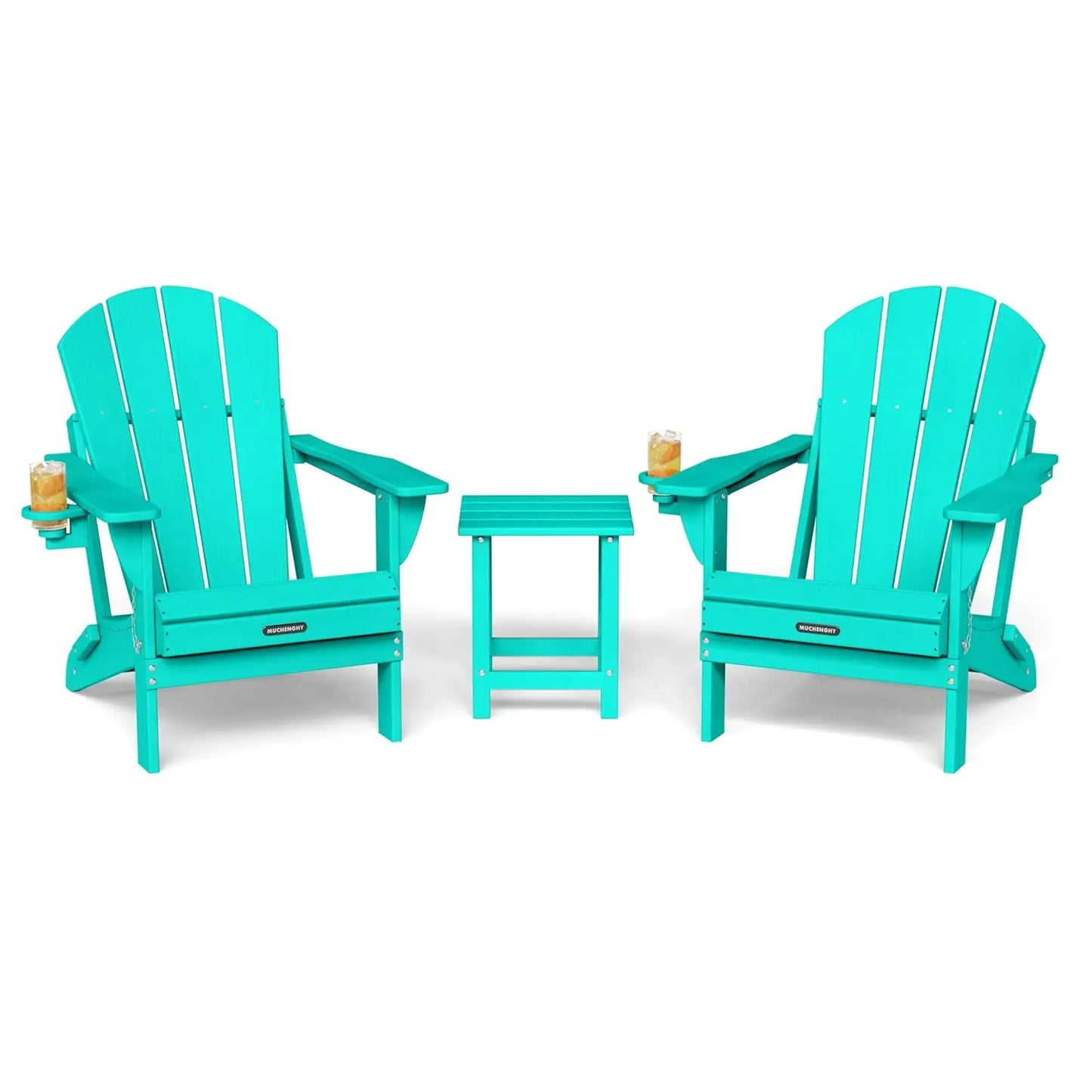 Folding Adirondack chairs and table set
