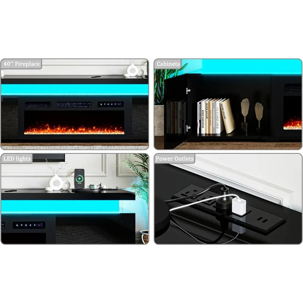 Fireplace TV Stand with LED Lights