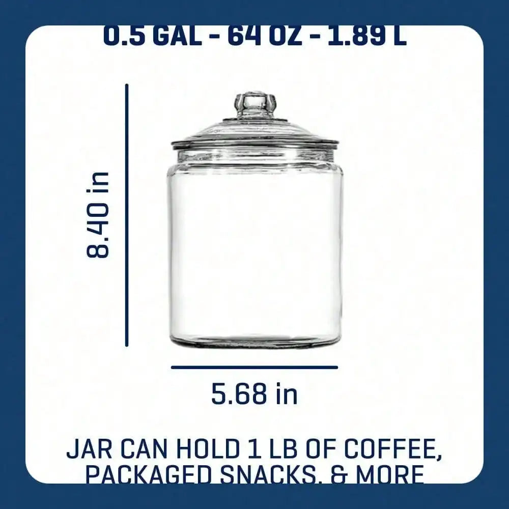 Glass jar with lid, 1/2 gallon