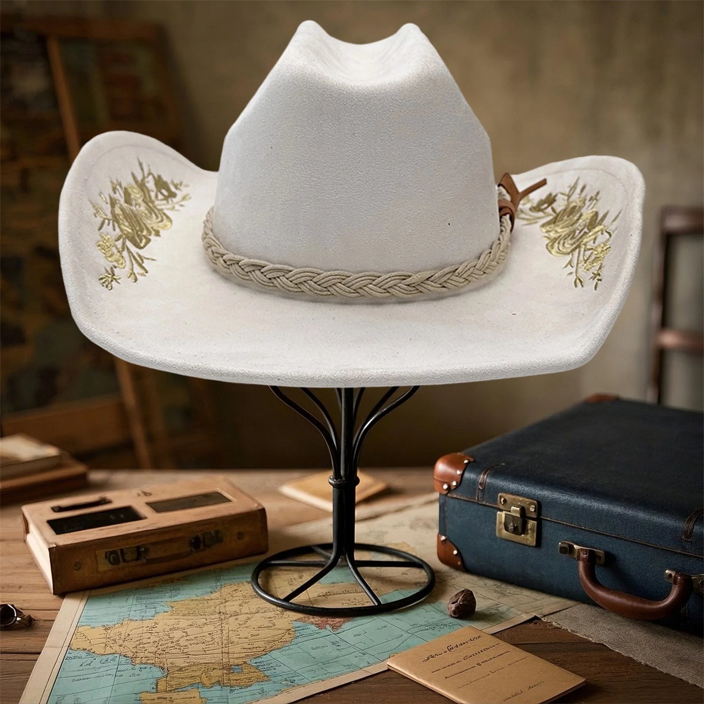 Unisex Cowboy Hat with Wide Brim