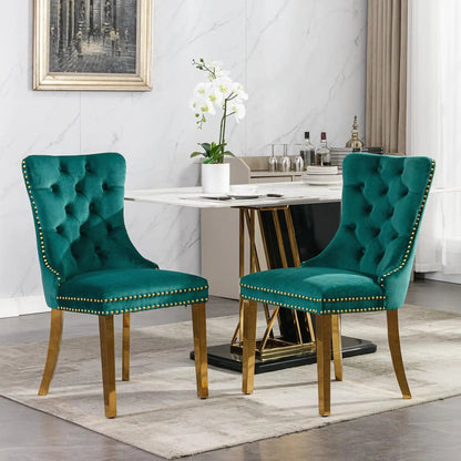 Nailhead Trimmed Dining Chairs Set 2