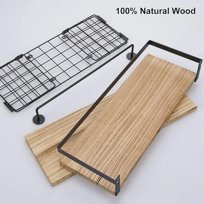 Rustic Wood Floating Shelves with Storage