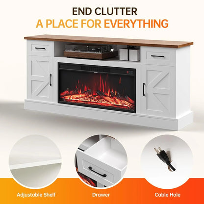 Farmhouse Style Electric Fireplace TV Stand