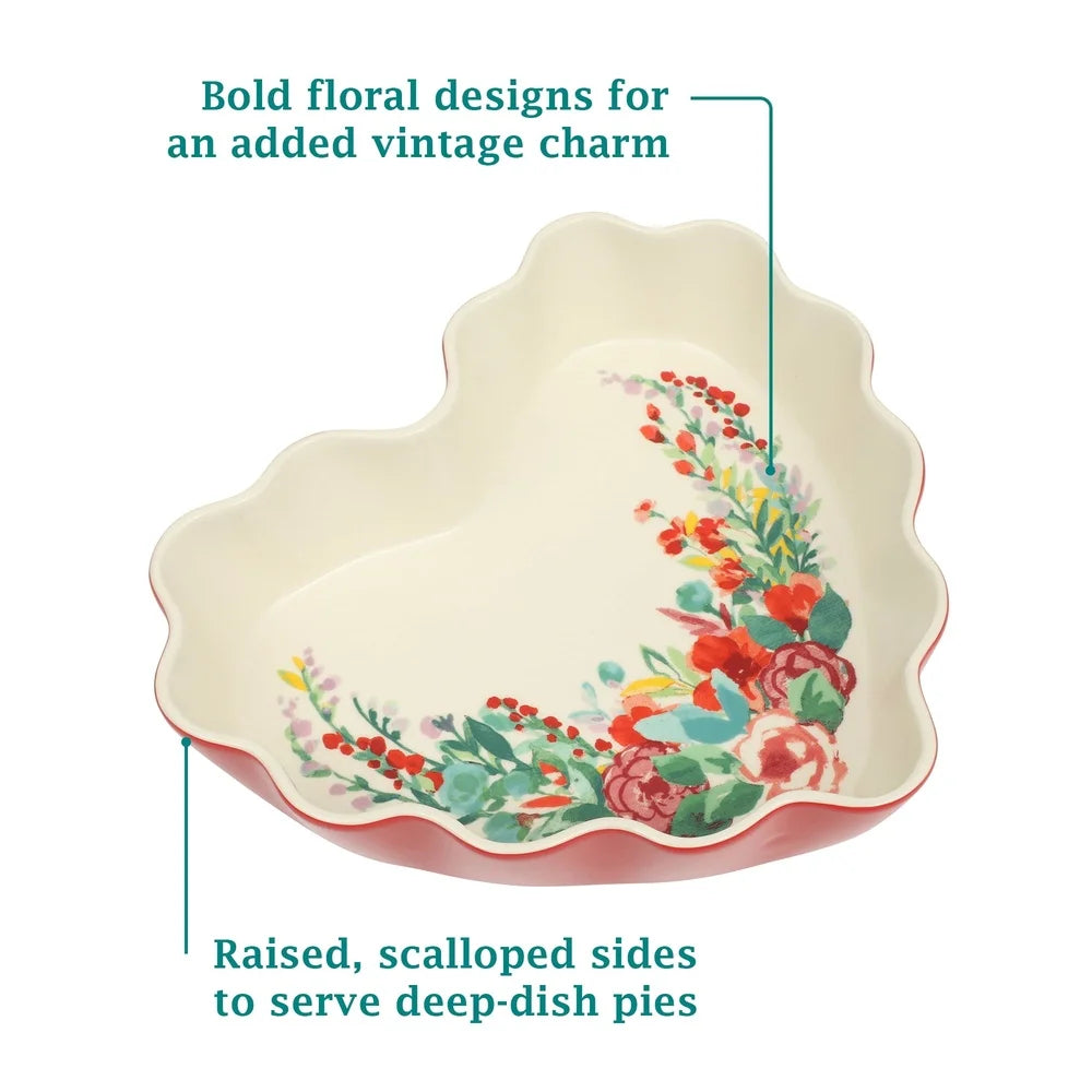 Heart Ruffle Ceramic Pie Pan