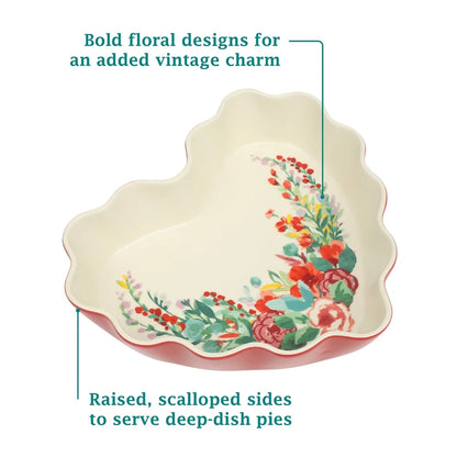 Heart Ruffle Ceramic Pie Pan