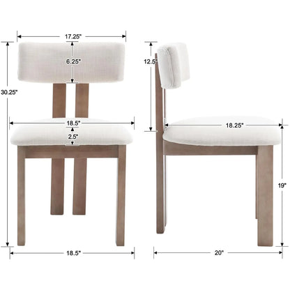 Farmhouse Walnut & Linen Fabric Dining Chair Set
