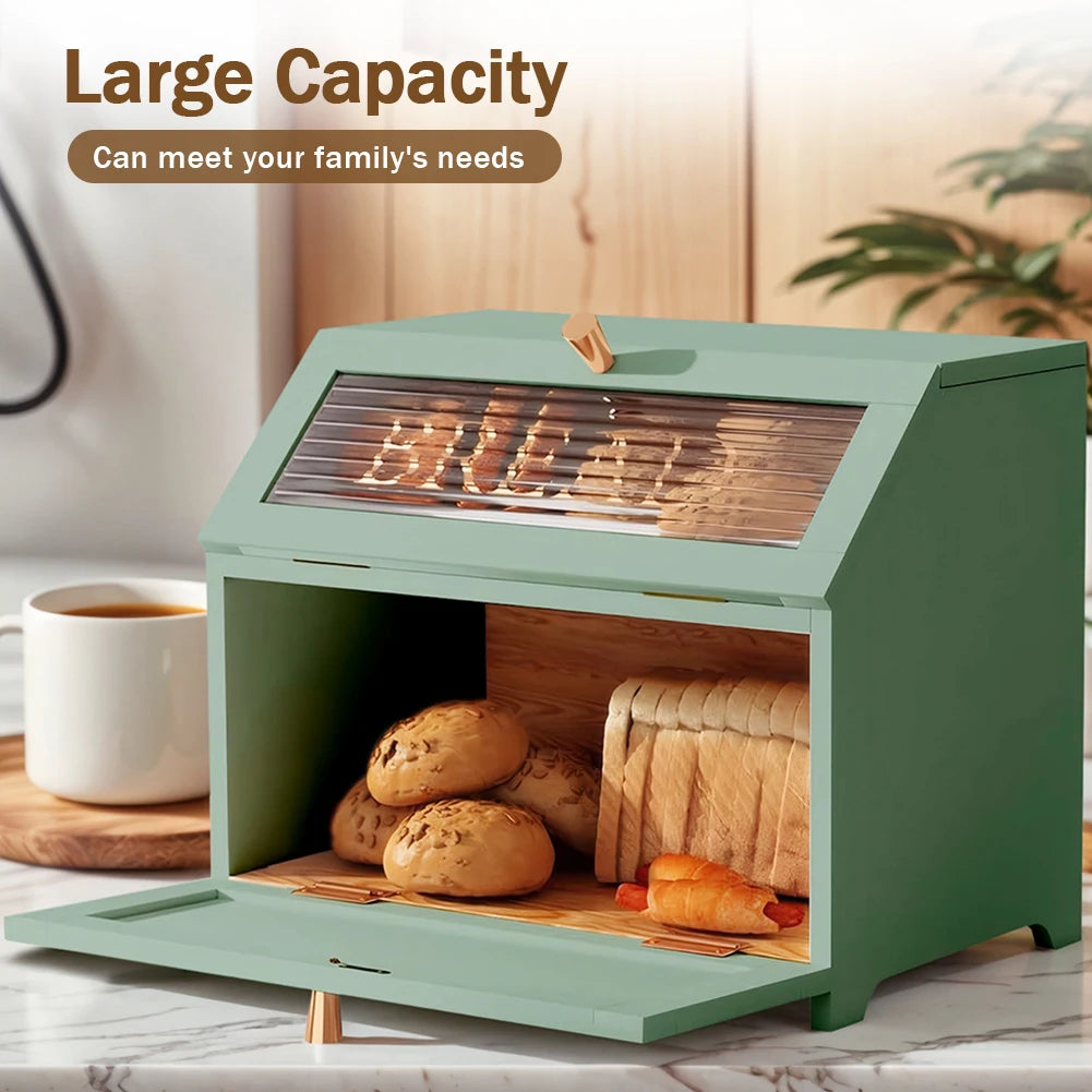 Wooden Double-Layer Bread Box
