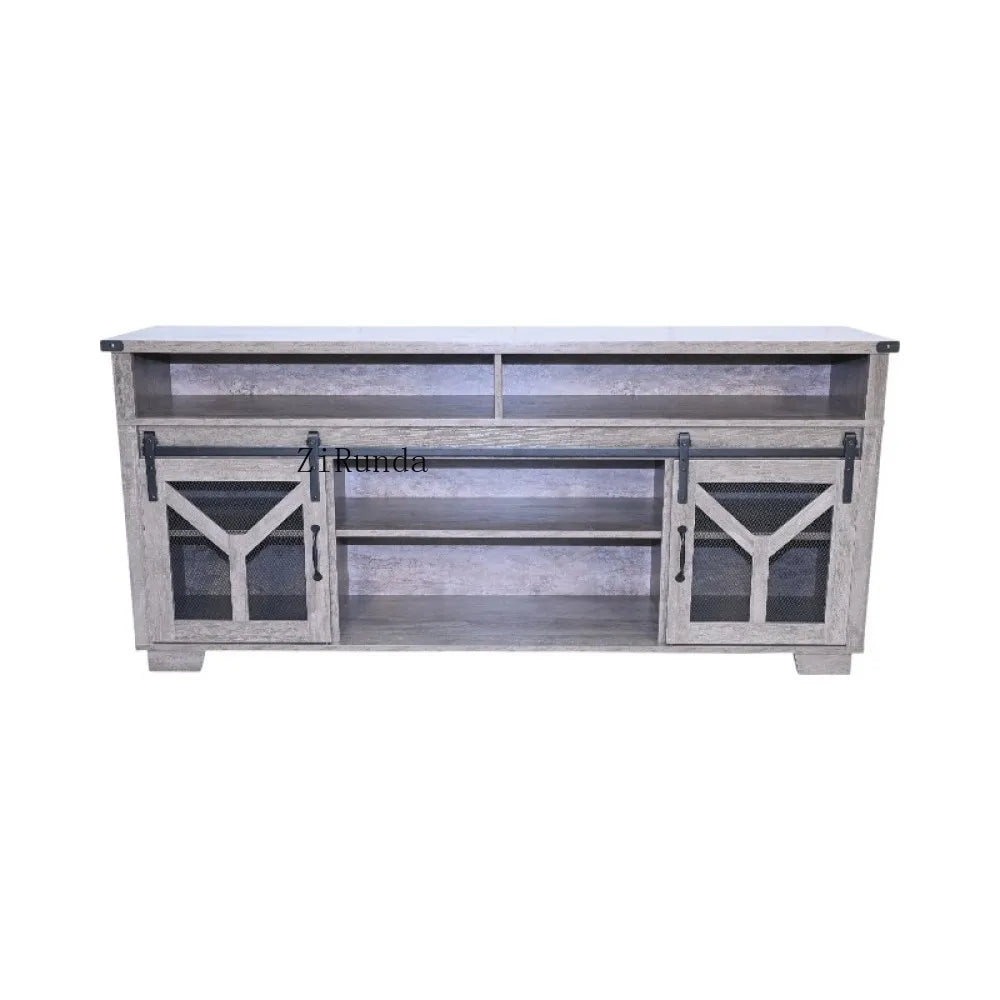 Farmhouse Iron Mesh Barndoor TV Stand