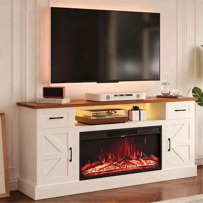 Farmhouse Style Electric Fireplace TV Stand