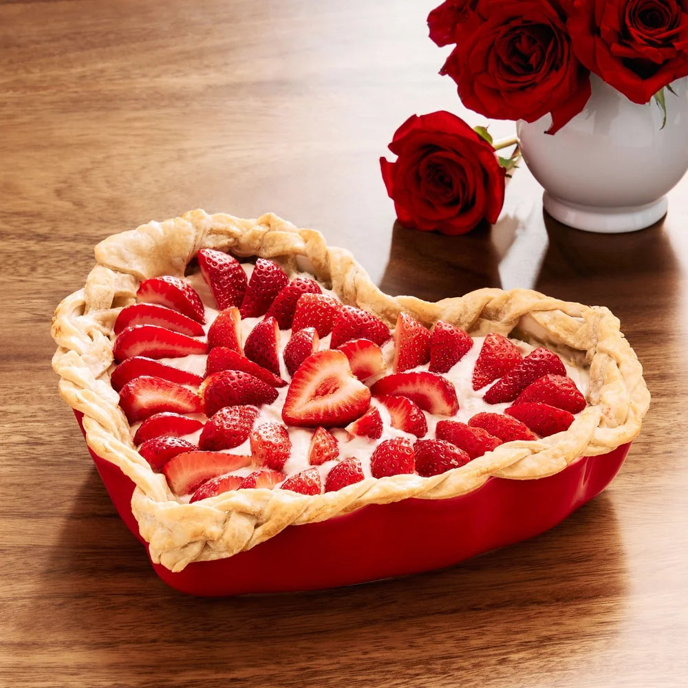 Heart Ruffle Ceramic Pie Pan
