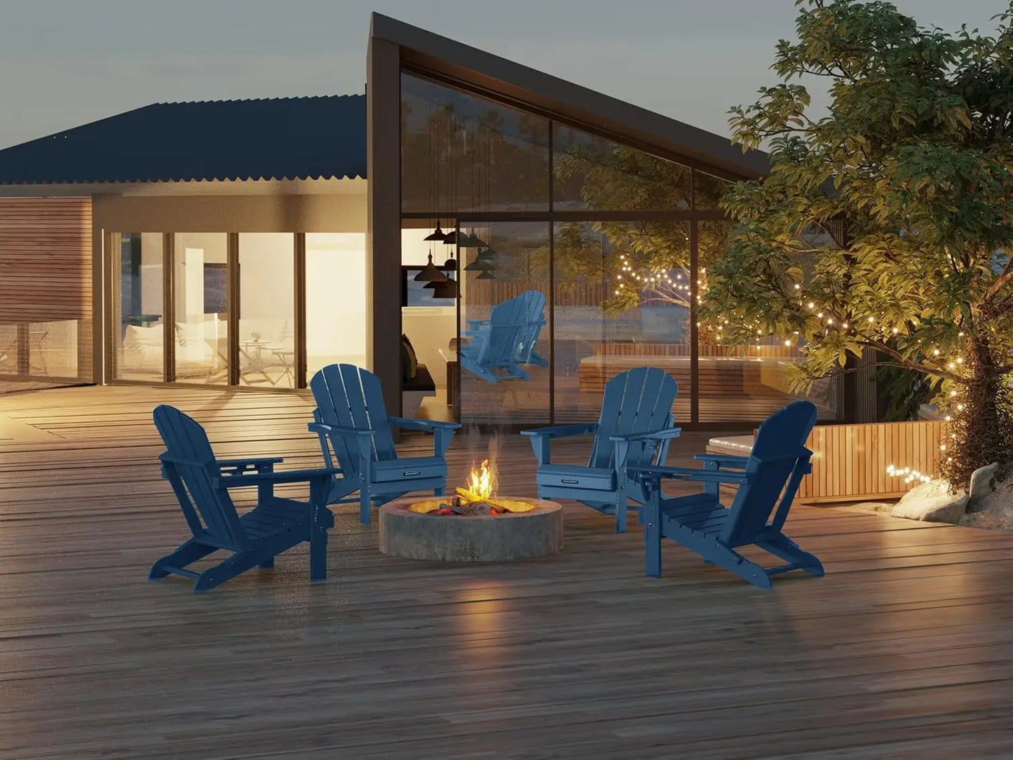 Folding Adirondack chairs and table set