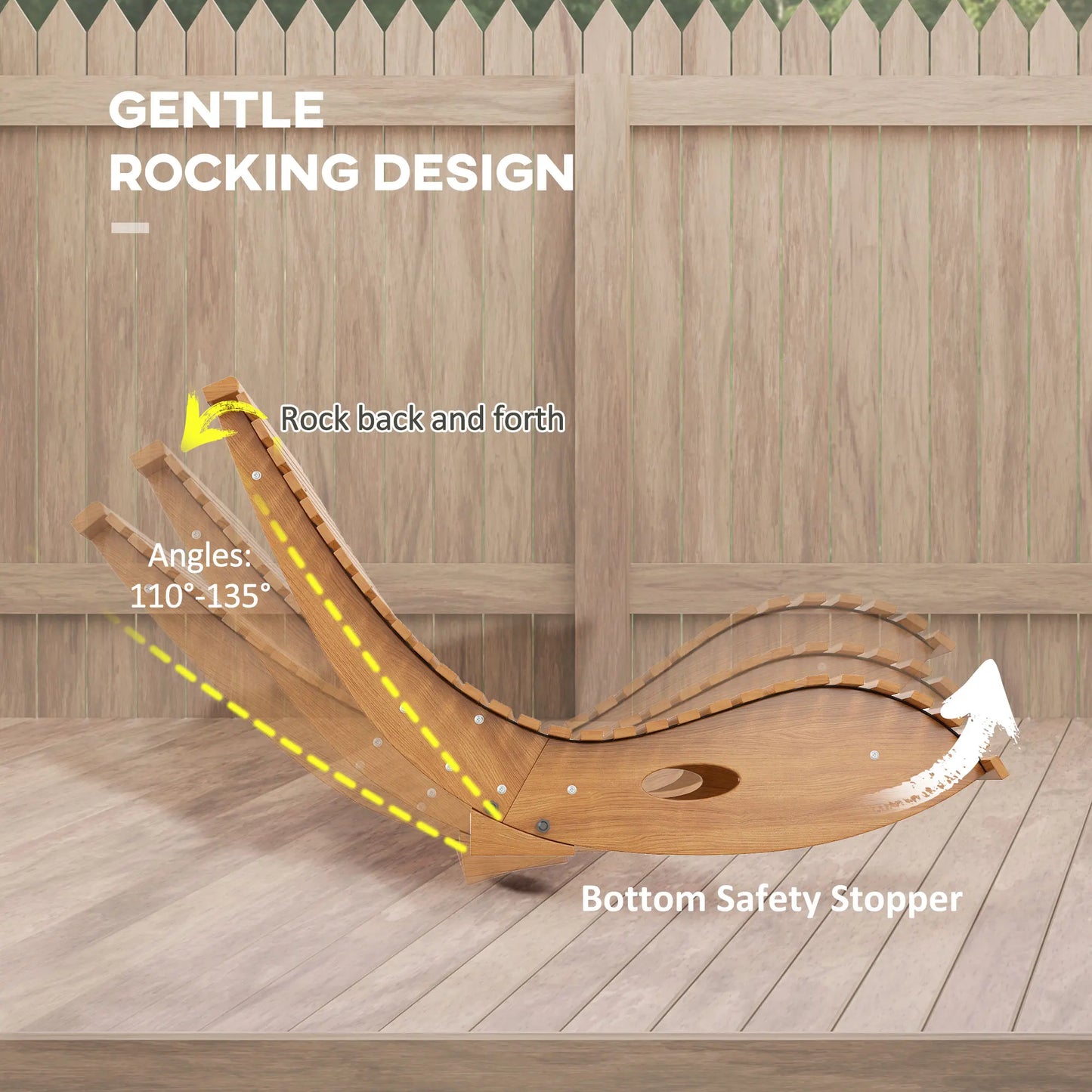 Outdoor Rocking Chair W/Teak Slatted Sea