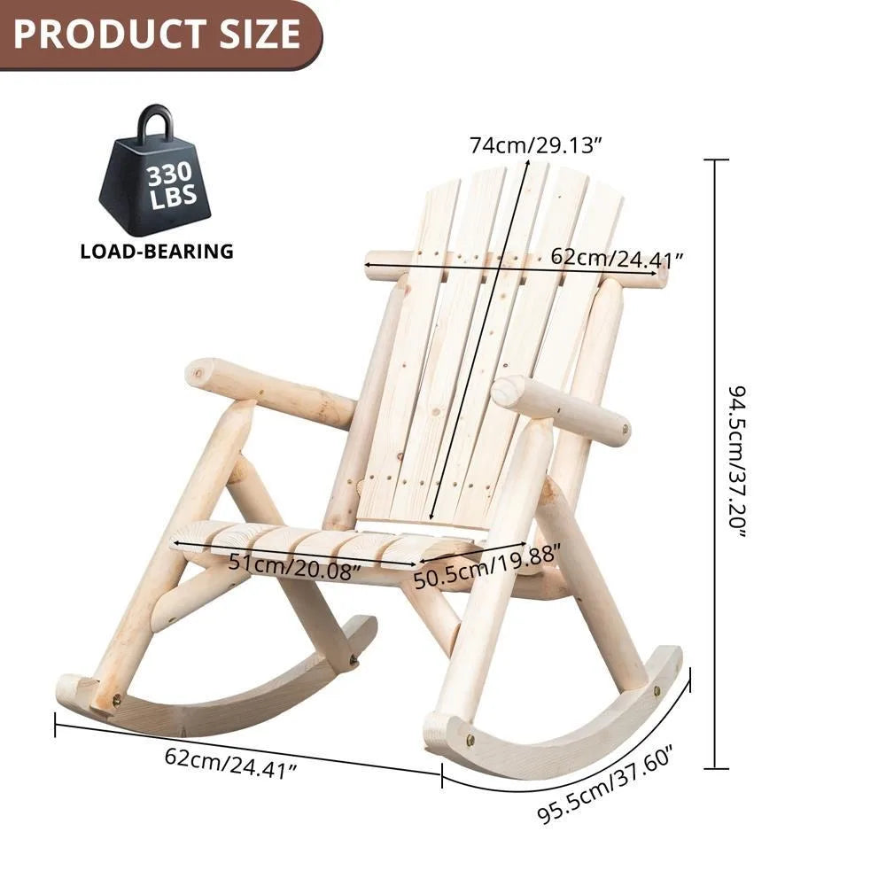 Rocking Chair Indoor/Outdoor Wooden Log Color-