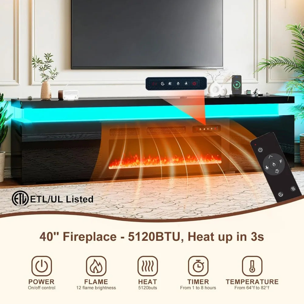 Fireplace TV Stand with LED Lights