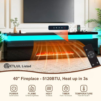 Fireplace TV Stand with LED Lights