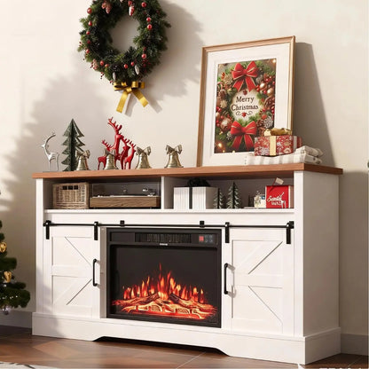 Farmhouse Style Electric Fireplace TV Stand
