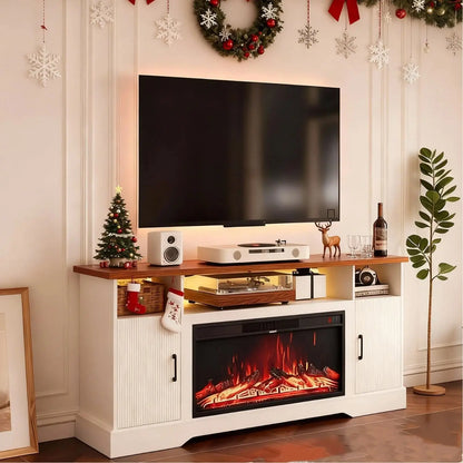 Farmhouse Style Electric Fireplace TV Stand