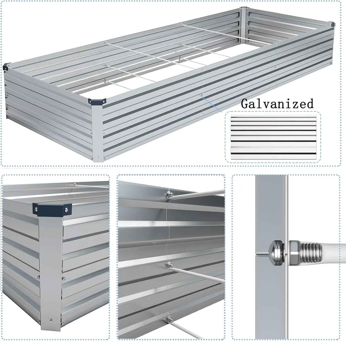 2-Pack Galvanized Steel Raised Garden Bed Kit