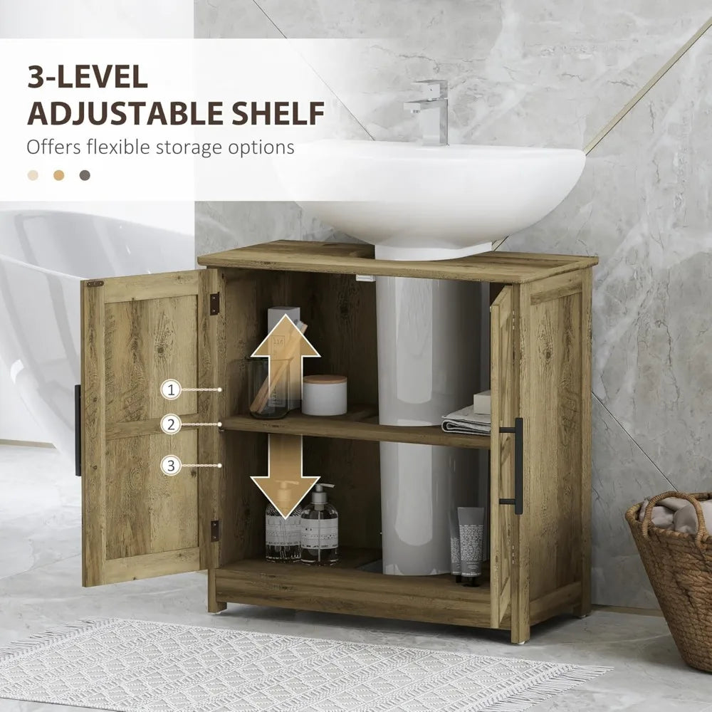 Farmhouse Sink with Barndoor Storage Cabinet