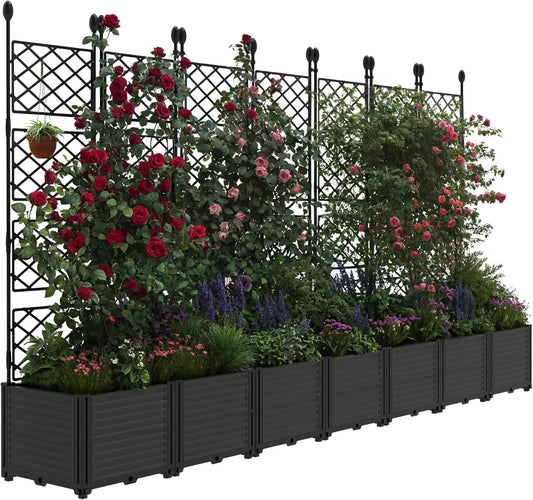 Outdoor Raised Planter Box w/ Trellis