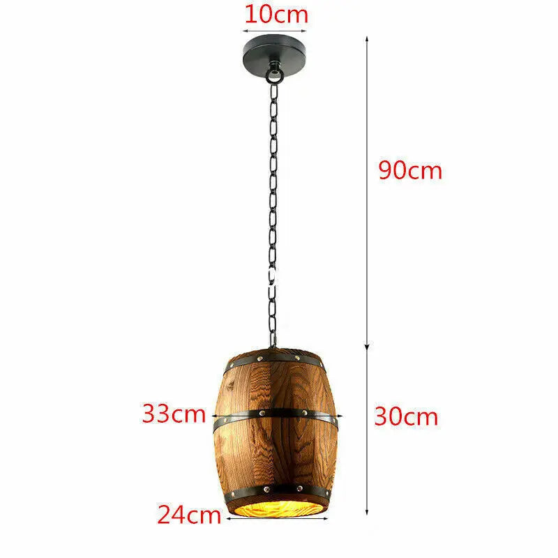 Rustic Wooden Wine Barrel Ceiling Lamp