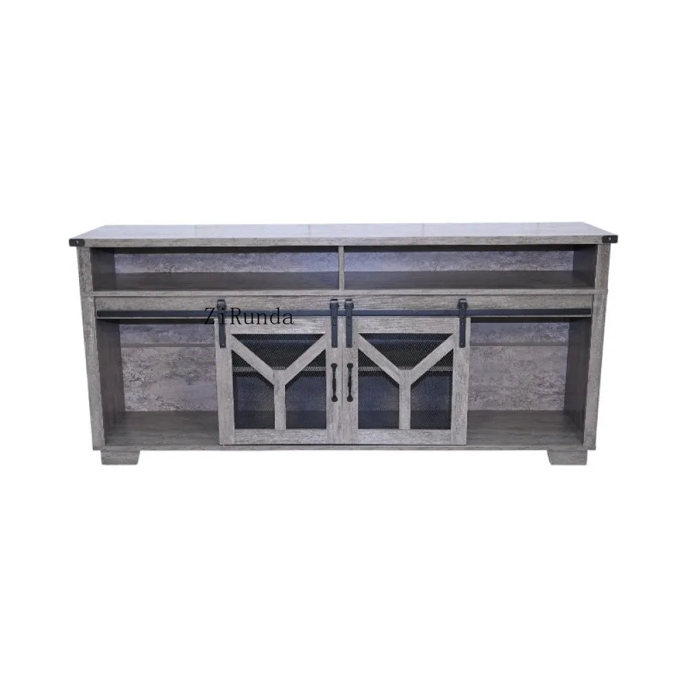 Farmhouse Iron Mesh Barndoor TV Stand