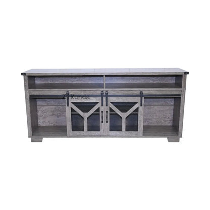 Farmhouse Iron Mesh Barndoor TV Stand