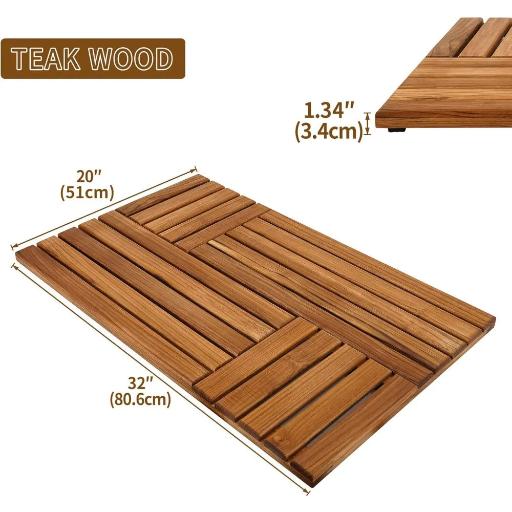Large Teak Wood Bath Mat