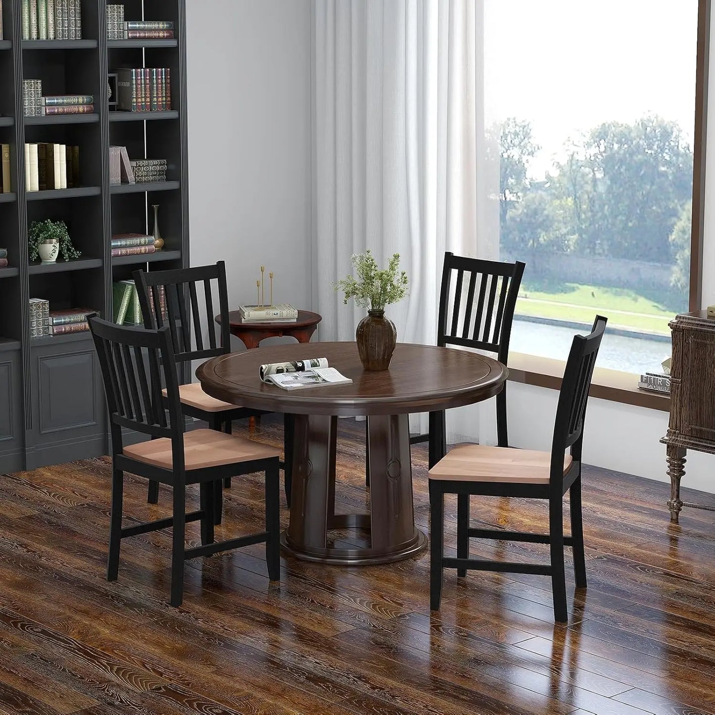 Wooden Farmhouse Dining Chairs Set of 4
