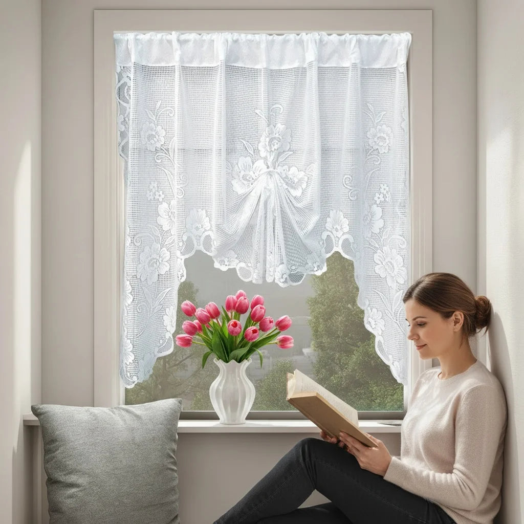 Farmhouse Short Lace Window Valance