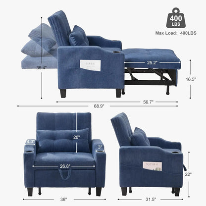 Convertible Sleeper Chair with Adjustable Backrest