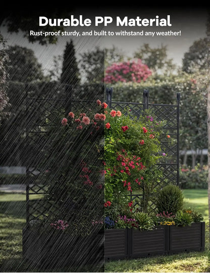 Outdoor Raised Planter Box w/ Trellis