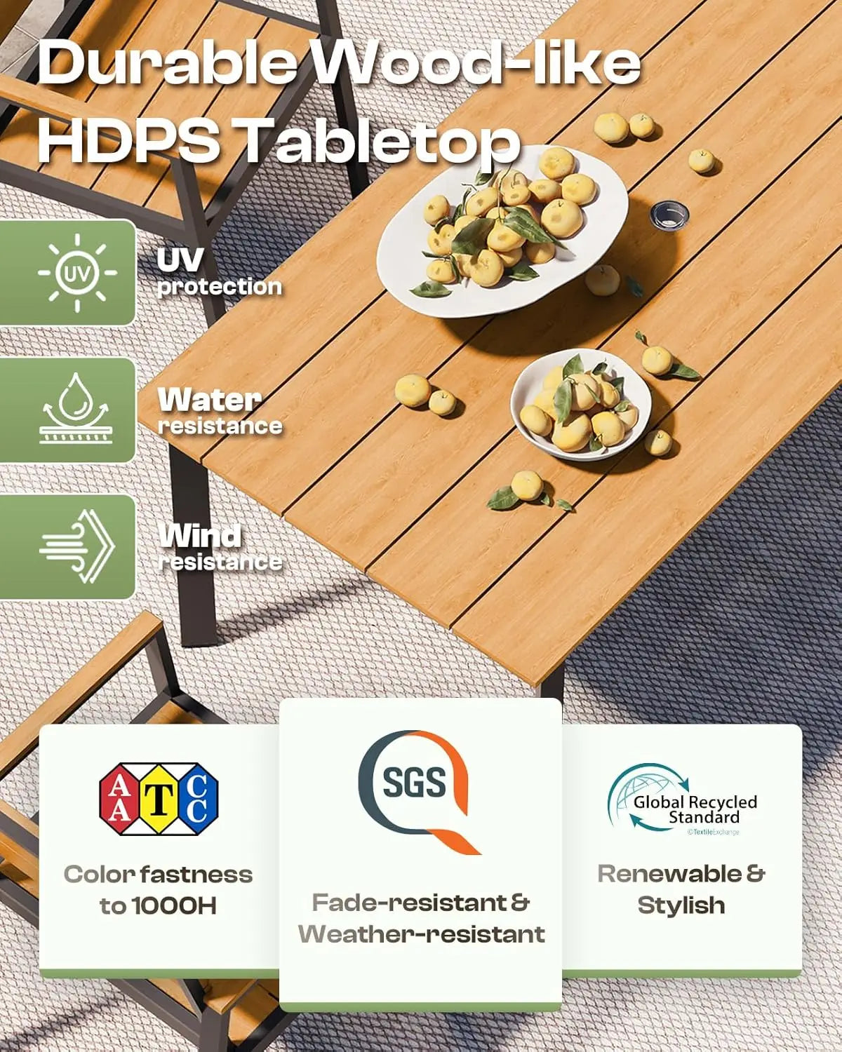 Outdoor Dining Set with Umbrella Hole