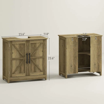 Farmhouse Sink with Barndoor Storage Cabinet