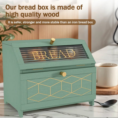 Wooden Double-Layer Bread Box