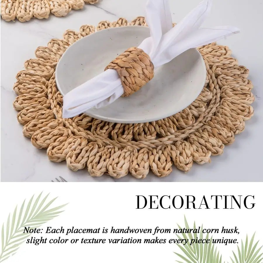 Round Corn Husk Placemats Set