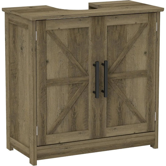 Farmhouse Sink with Barndoor Storage Cabinet