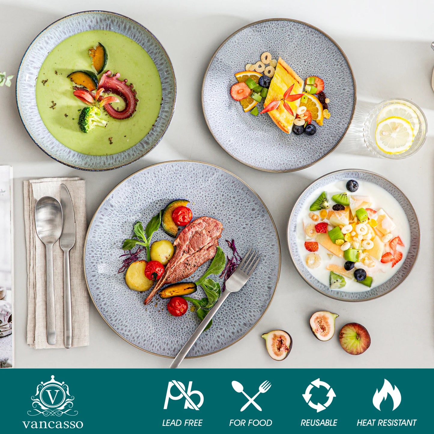 Embossed Stoneware Tableware Set