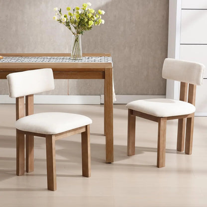 Farmhouse Walnut & Linen Fabric Dining Chair Set