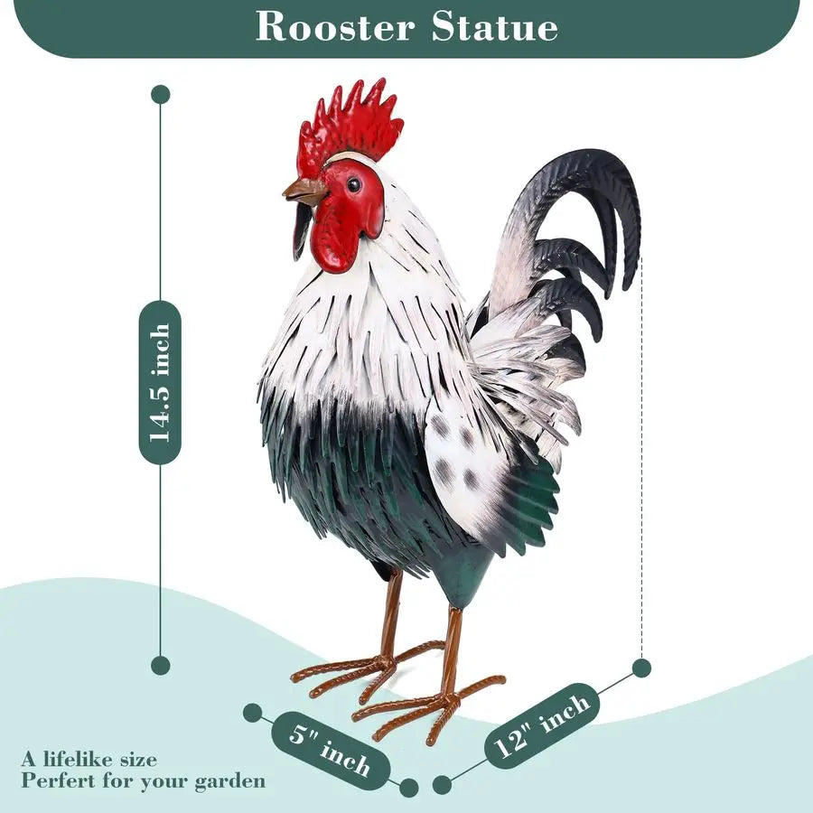 Rooster Metal Garden Statue